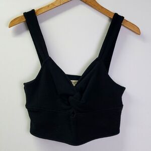 EUC Madewell Black Front Twist Knot Crop Top, Size  XL